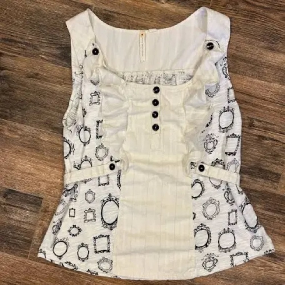 Whimsical Anthro White and Black Top - Picture 2 of 5